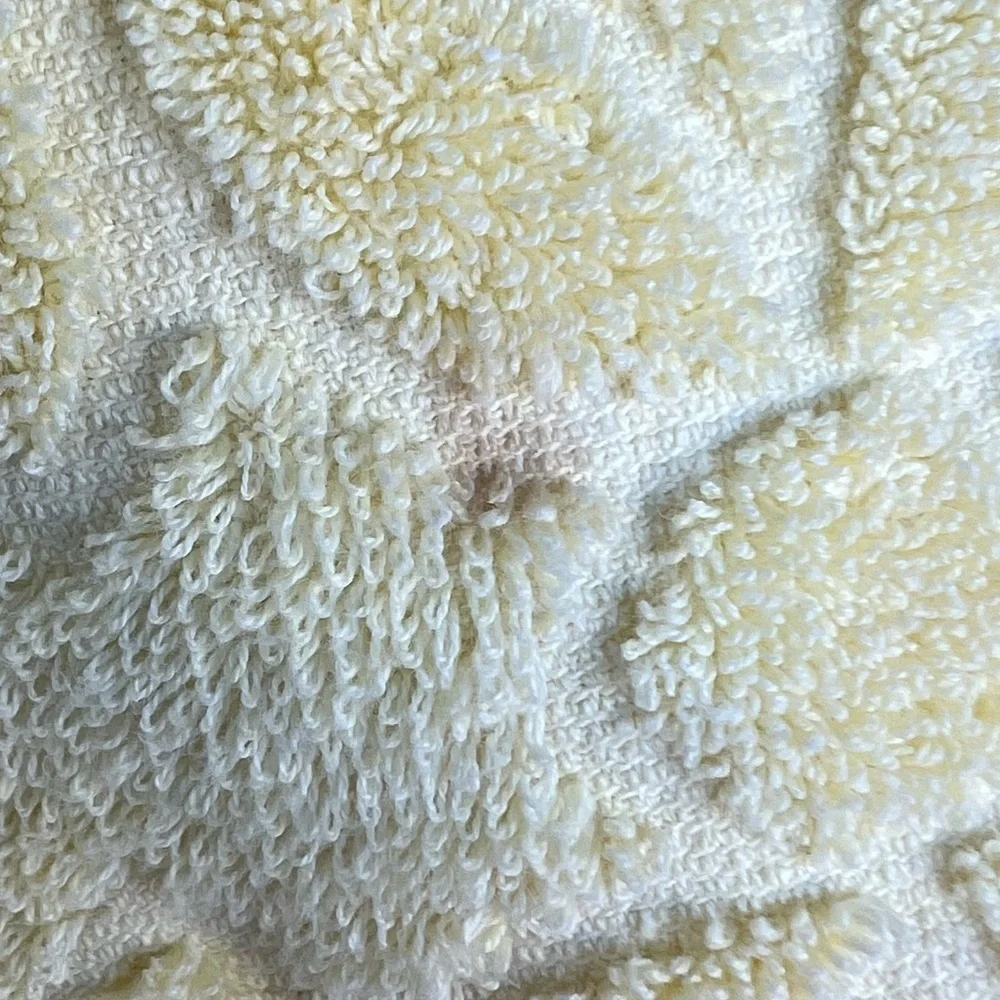 Vintage Cannon Fig Leaf Sculpted 4-Piece Cotton Bath Towel Set Sunny Yellow USA